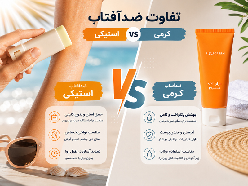 تفاوت ضد افتاب استیکی و کره ای