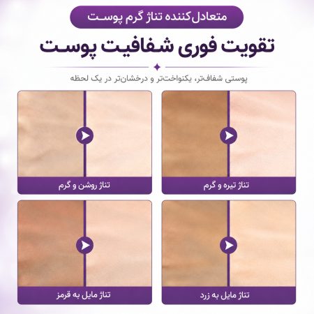 نتیجه استفاده از ضدآفتاب اصلاح رنگ و تون‌آپ بنفش واترفول د البا