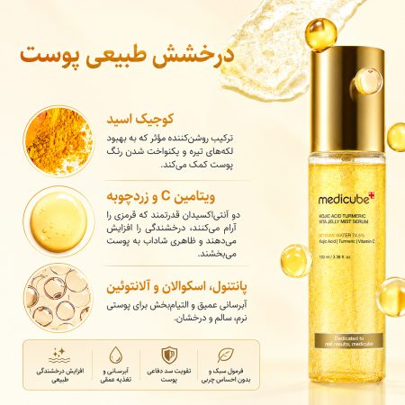 ترکیبات کلیدی میست سرم روشن‌کننده کوجیک اسید مدی کیوب
