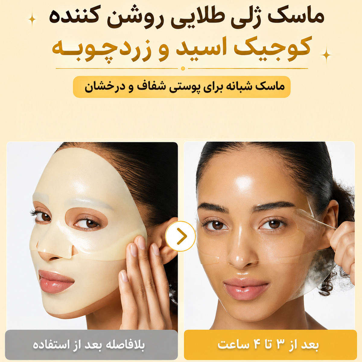 ماسک ژلی روشن کننده کوجیک اسید و زردچوبه مدی کیوب 3 ماسک ژلی روشن کننده کوجیک اسید و زردچوبه مدی کیوب - Image 3